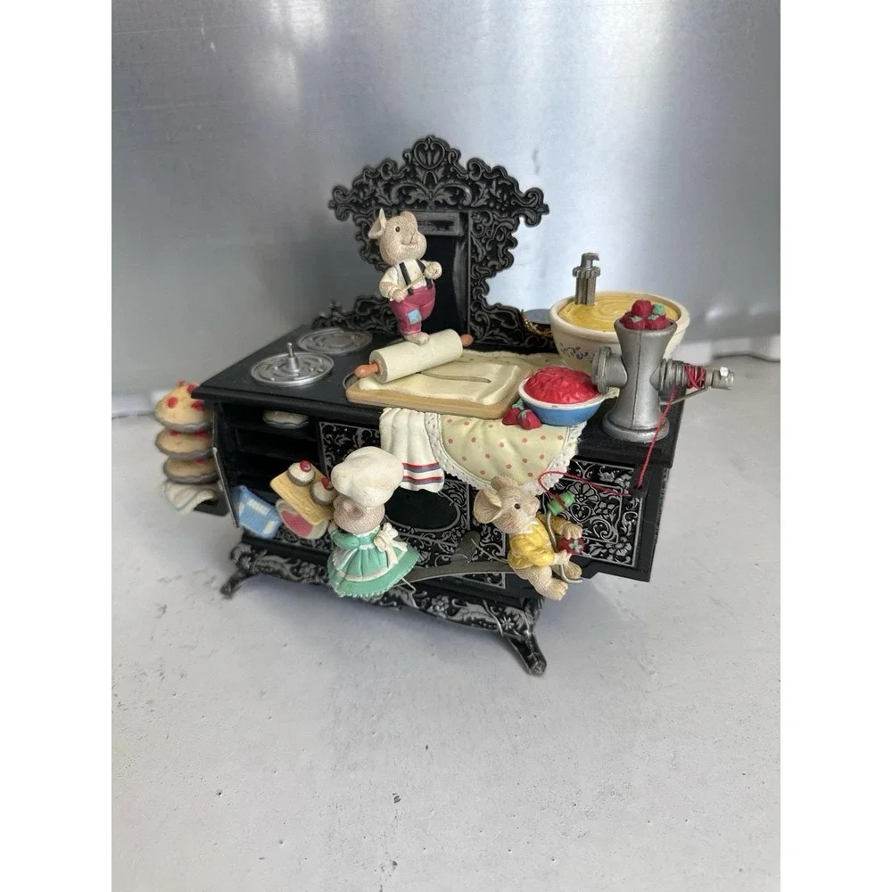 Vintage 1992 Enesco Home On The Range Mice Musical Animated Figures 9